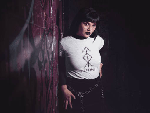 t shirt mockup of a goth woman lurking in the dark 26619 - Varegue