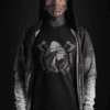 t shirt mockup of a tattooed face goth man wearing a hooded jacket 26596 - Varegue