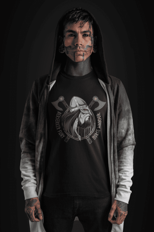 t shirt mockup of a tattooed face goth man wearing a hooded jacket 26596 - Varegue