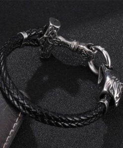 Pulseira de Couro - Mjolnir II