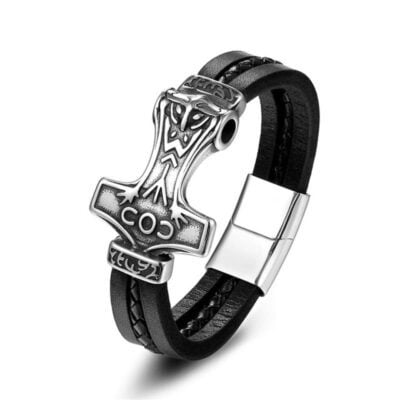 Pulseira de Couro - Mjolnir IV