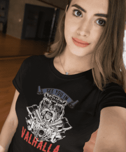 Camiseta Feminina – SEE YOU IN VALHALLA – 100% Algodão