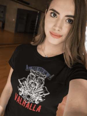 Camiseta Feminina – SEE YOU IN VALHALLA – 100% Algodão