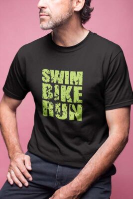 Camiseta Masculina – Swin, Bike, Run – 100% Algodão